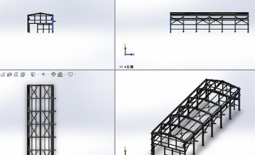 钢结构厂房三维图(solidworks怎么做钢结构厂房)