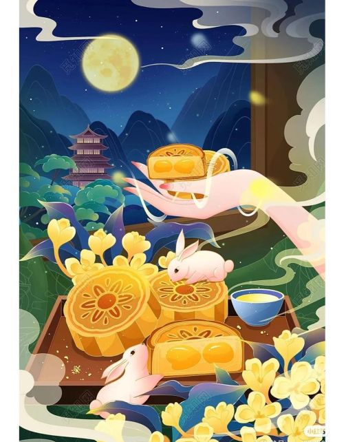 中秋节合集手绘插画图片(中秋节合集手绘插画简单)