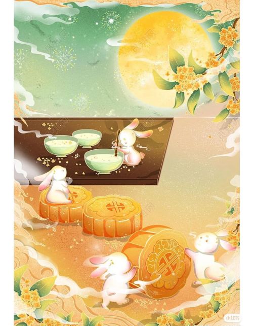 中秋节合集手绘插画图片(中秋节合集手绘插画简单)