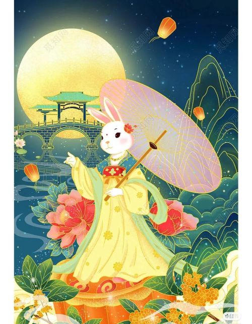 中秋节合集手绘插画图片(中秋节合集手绘插画简单)