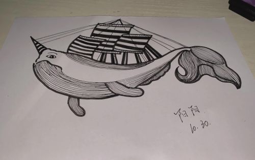 鲸鱼船怎么画(鲸鱼帆船插画)