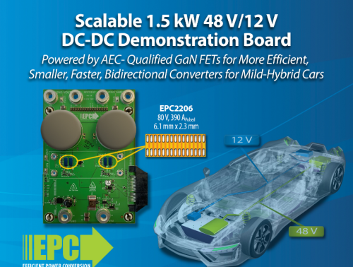 EPC新推由氮化镓场效应晶体管驱动且可扩展的DC/DC演示板