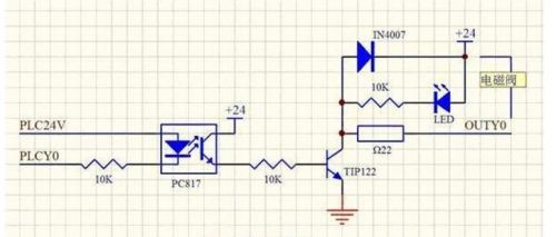 plc通过继电器控制电磁阀的接线图