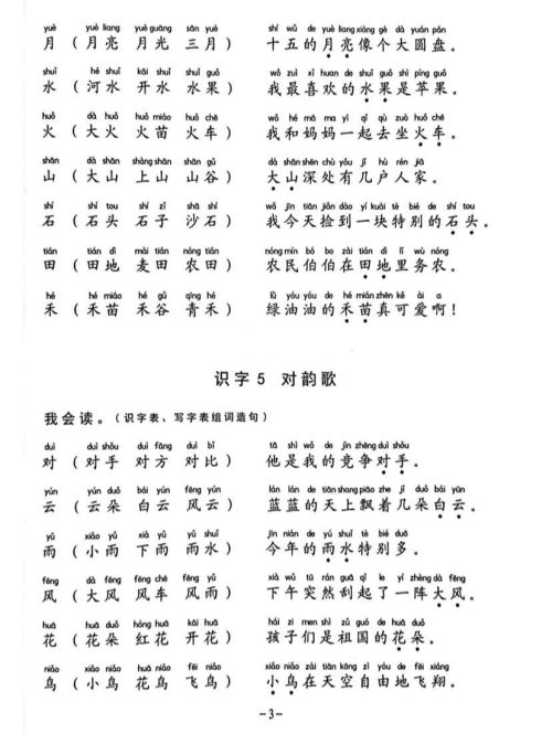 一年级语文上册生字组词造句阅读本图片(一年级语文上册生字组词造句大全)