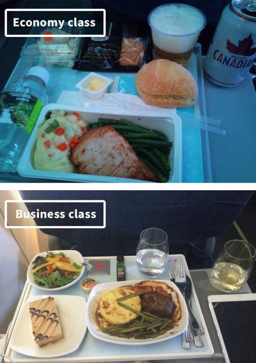 盘点世界各国航空公司，商务舱和经济舱的餐品对比照！