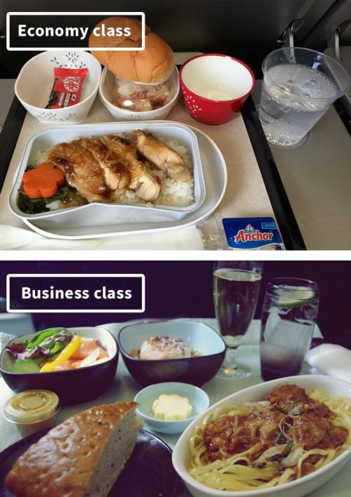 盘点世界各国航空公司，商务舱和经济舱的餐品对比照！