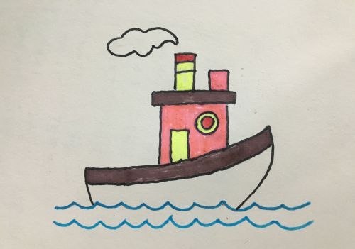 行驶中的船怎么画(轮船航行简笔画)