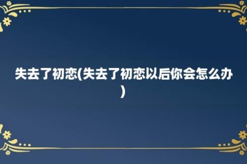 失去了初恋(失去了初恋以后你会怎么办)