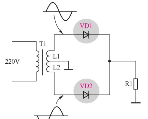正极性全波整流电路的识读方法