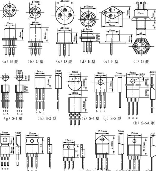 三极管常见的封装外形、尺寸、引脚排列（图解）