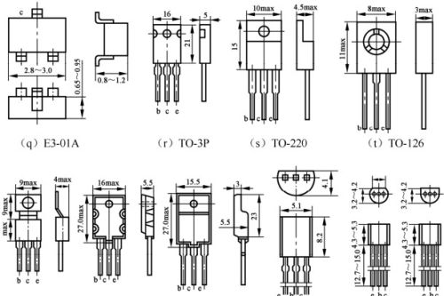 三极管常见的封装外形、尺寸、引脚排列（图解）