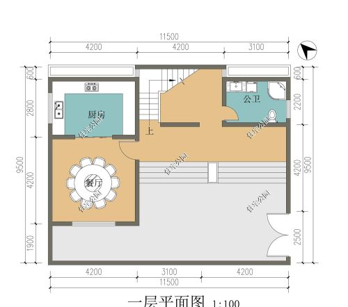 开间12米，进深8米，两层半如何设计？