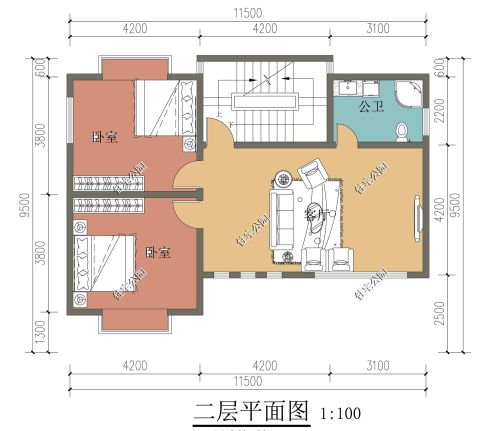 开间12米，进深8米，两层半如何设计？