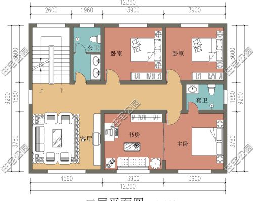 开间12米，进深8米，两层半如何设计？