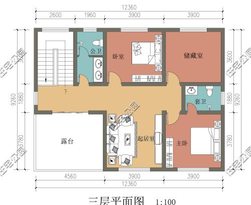 开间12米，进深8米，两层半如何设计？