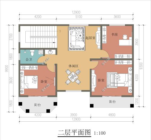 开间12米，进深8米，两层半如何设计？