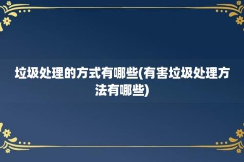 垃圾处理的方式有哪些(有害垃圾处理方法有哪些)