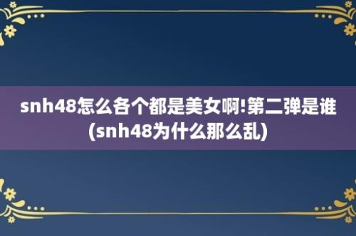 snh48怎么各个都是美女啊!第二弹是谁(snh48为什么那么乱)