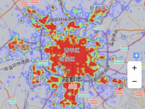 晚上八点看我国西南五大城市热力图：成都第一，昆明和贵阳如何？