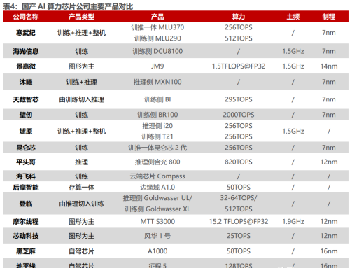 国产 AI 算力芯片全景图