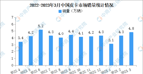 2023年3月中国皮卡市场运行情况：销量同比下降13%