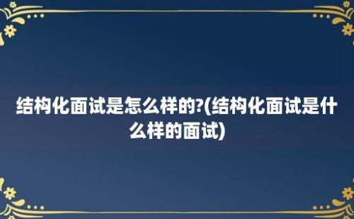 结构化面试是怎么样的?(结构化面试是什么样的面试)