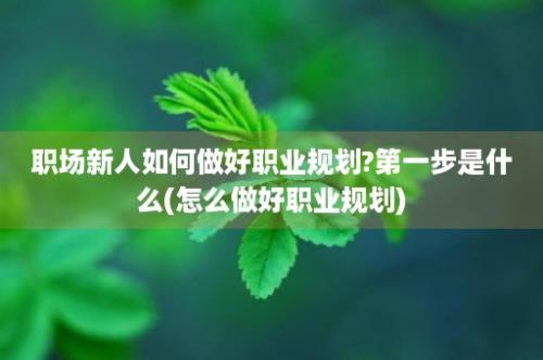 职场新人如何做好职业规划?第一步是什么(怎么做好职业规划)