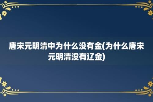 唐宋元明清中为什么没有金(为什么唐宋元明清没有辽金)