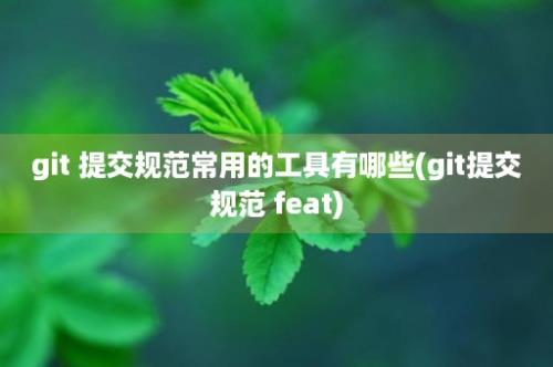 git 提交规范常用的工具有哪些(git提交规范 feat)