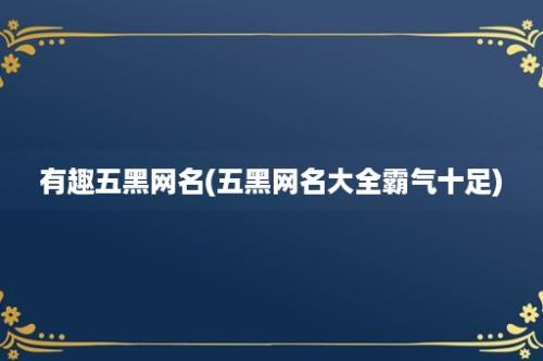 有趣五黑网名(五黑网名大全霸气十足)