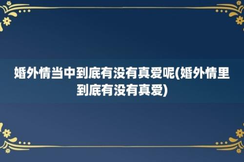 婚外情当中到底有没有真爱呢(婚外情里到底有没有真爱)