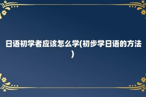 日语初学者应该怎么学(初步学日语的方法)