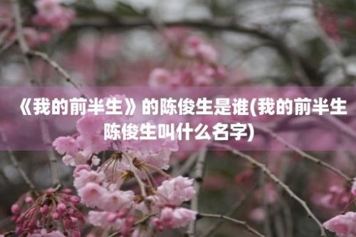 《我的前半生》的陈俊生是谁(我的前半生陈俊生叫什么名字)