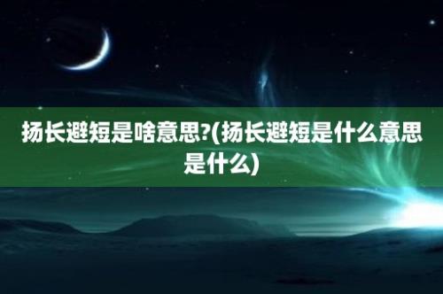 扬长避短是啥意思?(扬长避短是什么意思是什么)