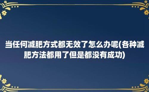 当任何减肥方式都无效了怎么办呢(各种减肥方法都用了但是都没有成功)