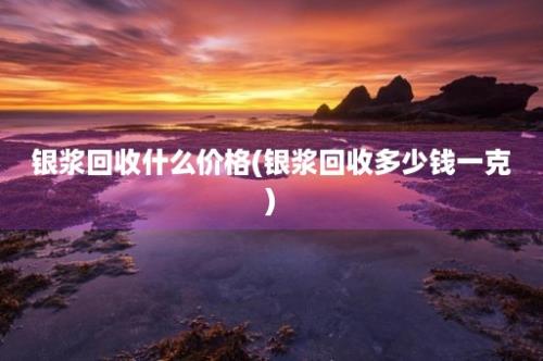 银浆回收什么价格(银浆回收多少钱一克)