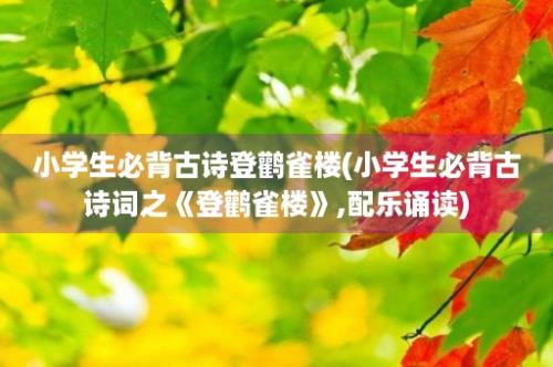 小学生必背古诗登鹳雀楼(小学生必背古诗词之《登鹳雀楼》,配乐诵读)