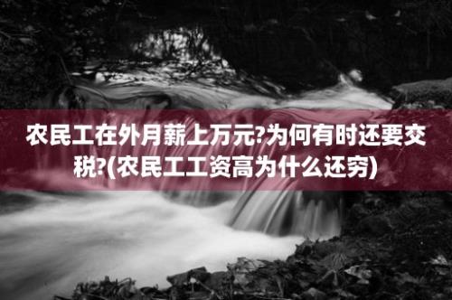 农民工在外月薪上万元?为何有时还要交税?(农民工工资高为什么还穷)