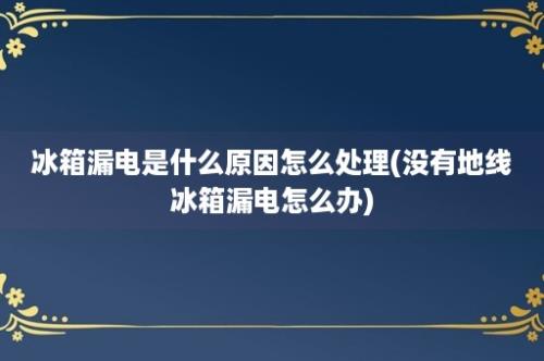 冰箱漏电是什么原因怎么处理(没有地线冰箱漏电怎么办)