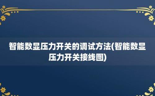 智能数显压力开关的调试方法(智能数显压力开关接线图)