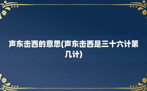 声东击西的意思(声东击西是三十六计第几计)