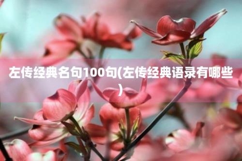 左传经典名句100句(左传经典语录有哪些)