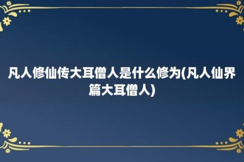 凡人修仙传大耳僧人是什么修为(凡人仙界篇大耳僧人)