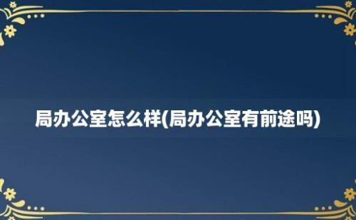 局办公室怎么样(局办公室有前途吗)