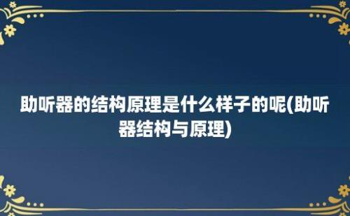 助听器的结构原理是什么样子的呢(助听器结构与原理)