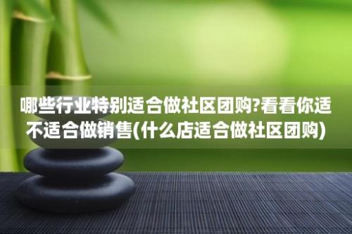 哪些行业特别适合做社区团购?看看你适不适合做销售(什么店适合做社区团购)