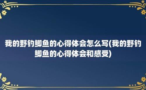 我的野钓鲫鱼的心得体会怎么写(我的野钓鲫鱼的心得体会和感受)