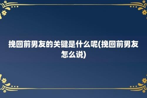 挽回前男友的关键是什么呢(挽回前男友怎么说)