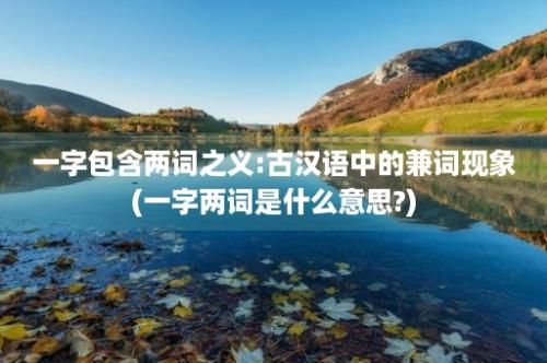 一字包含两词之义:古汉语中的兼词现象(一字两词是什么意思?)