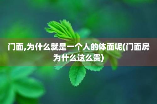 门面,为什么就是一个人的体面呢(门面房为什么这么贵)